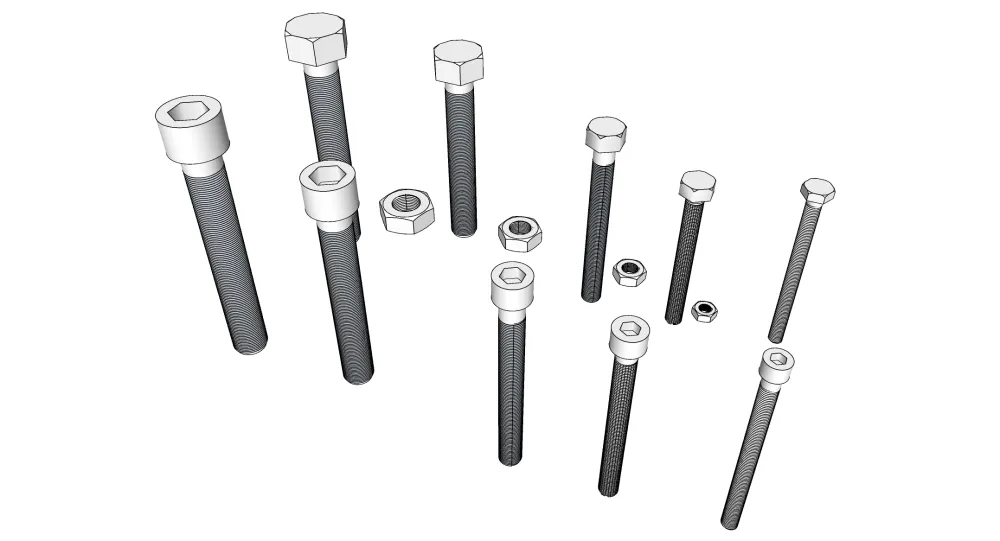 SU螺丝螺母工业模型小品sketchup螺丝螺丝钉螺纹