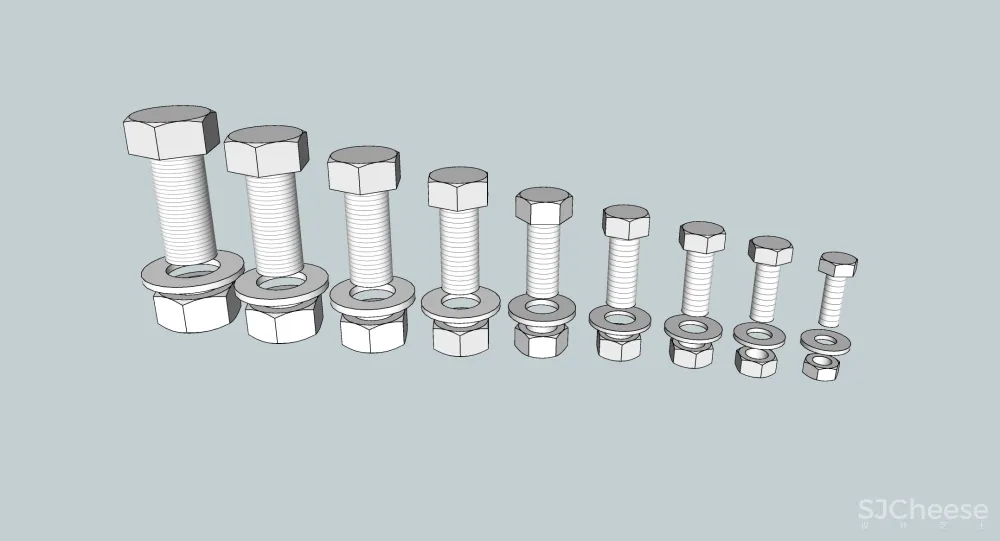 SU螺丝螺母工业模型小品sketchup螺丝螺丝钉螺纹