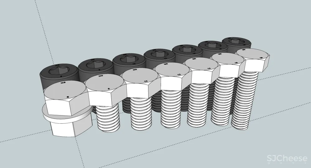 SU螺丝螺母工业模型小品sketchup螺丝螺丝钉螺纹