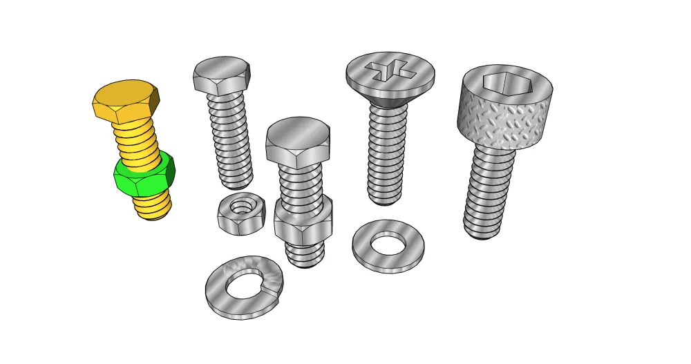 SU螺丝螺母工业模型小品sketchup螺丝螺丝钉螺纹
