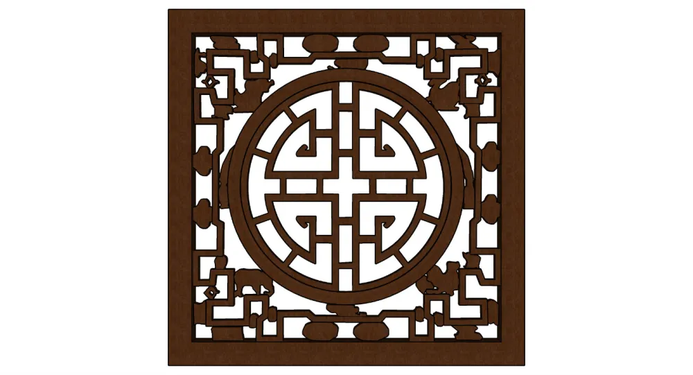 古建筑木雕窗中式花格窗古典木窗圆窗锦窗景窗园林景观SU草图大师模型34个-215M