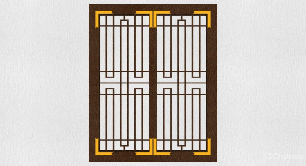 古建筑木雕窗中式花格窗古典木窗圆窗锦窗景窗园林景观SU草图大师模型34个-215M