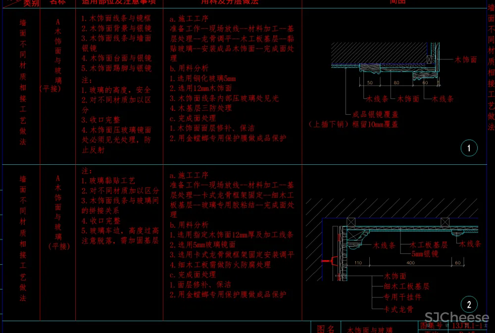 53个墙面CAD通用节点大样-石材木饰面墙砖墙纸硬包软包不锈钢玻璃墙面-1.48M