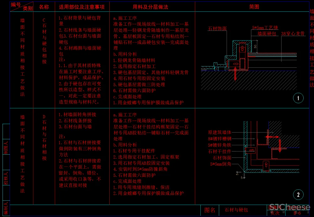53个墙面CAD通用节点大样-石材木饰面墙砖墙纸硬包软包不锈钢玻璃墙面-1.48M