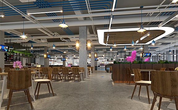 BIAD-北京航空航天大学北区食堂丨效果图+内装施工图+机电图丨100M