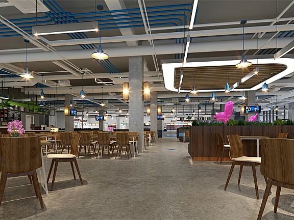 BIAD-北京航空航天大学北区食堂丨效果图+内装施工图+机电图丨100M