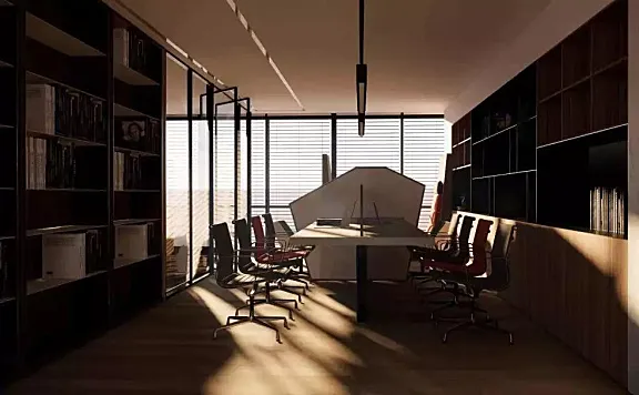 100㎡办公间大改造，炫酷的旋转书柜、无敌采光，美到极致！