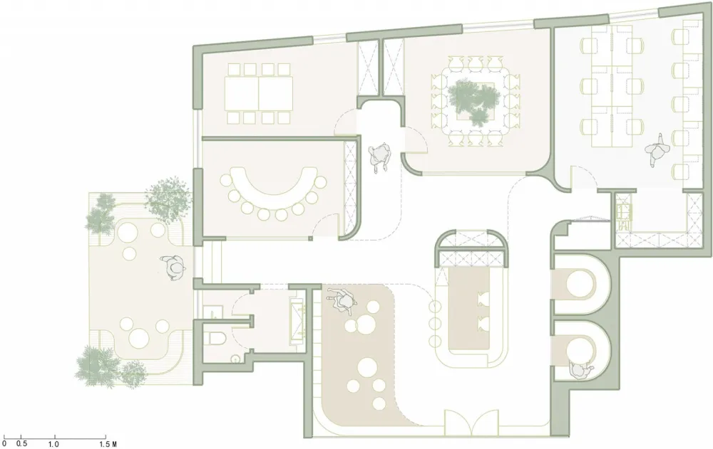 回廊、弧形墙和曲面的门窗构建出亲切舒适的学习环境 目心设计