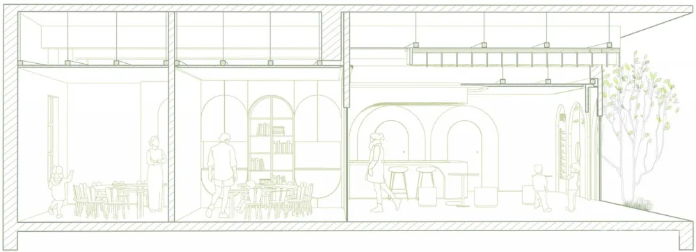 回廊、弧形墙和曲面的门窗构建出亲切舒适的学习环境 目心设计