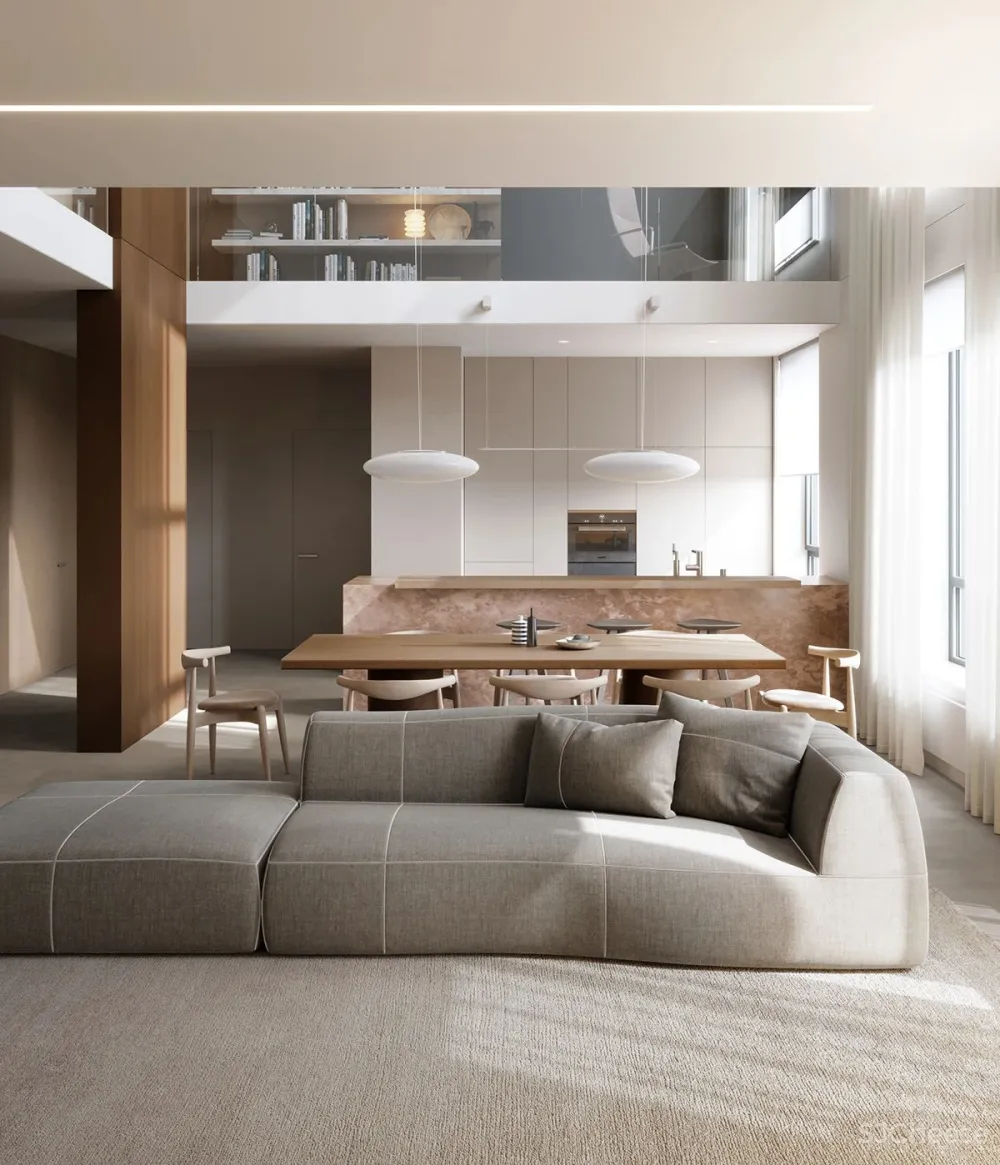 Alexey Gulesha 212㎡复式原木风私宅