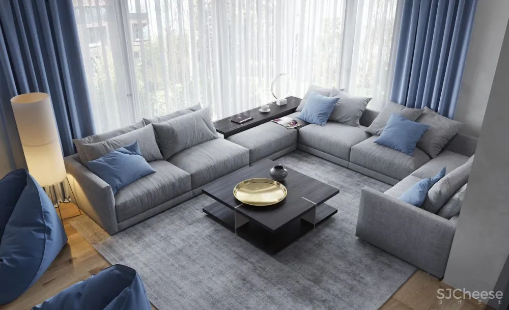 水蓝 浅灰，简约空间的浪漫调性