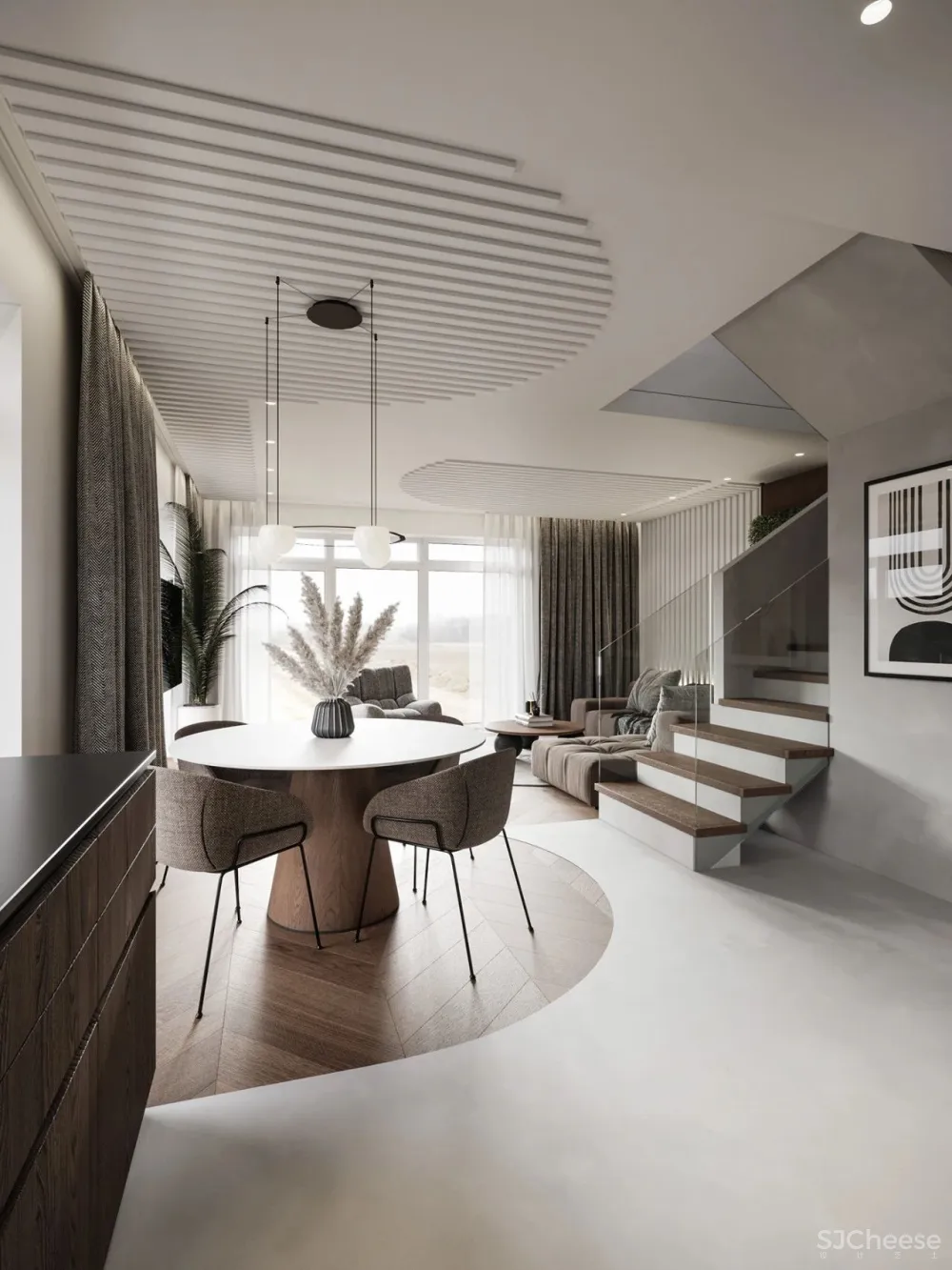 110㎡ 原木风复式, 灯光这样设计更有质感!