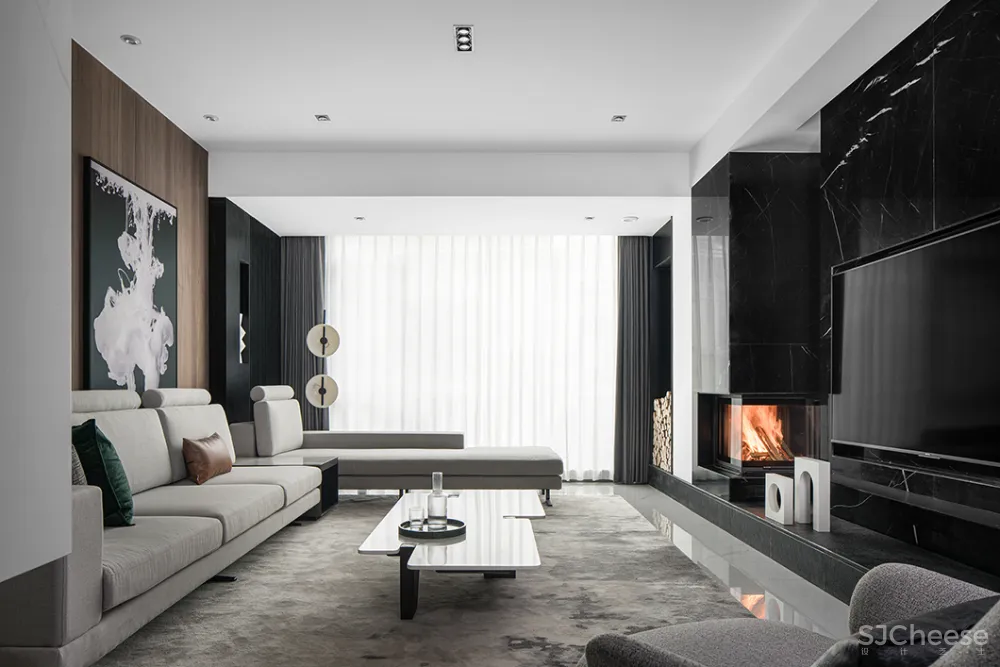 255㎡极简别墅,黑白灰太有格调了!