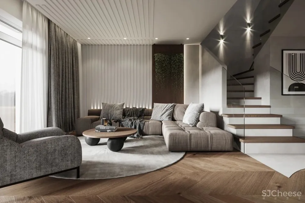 110㎡ 原木风复式, 灯光这样设计更有质感!