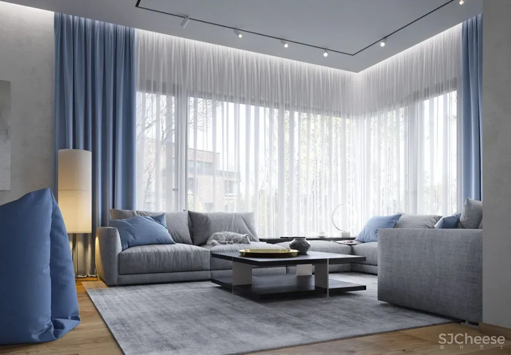 水蓝 浅灰，简约空间的浪漫调性