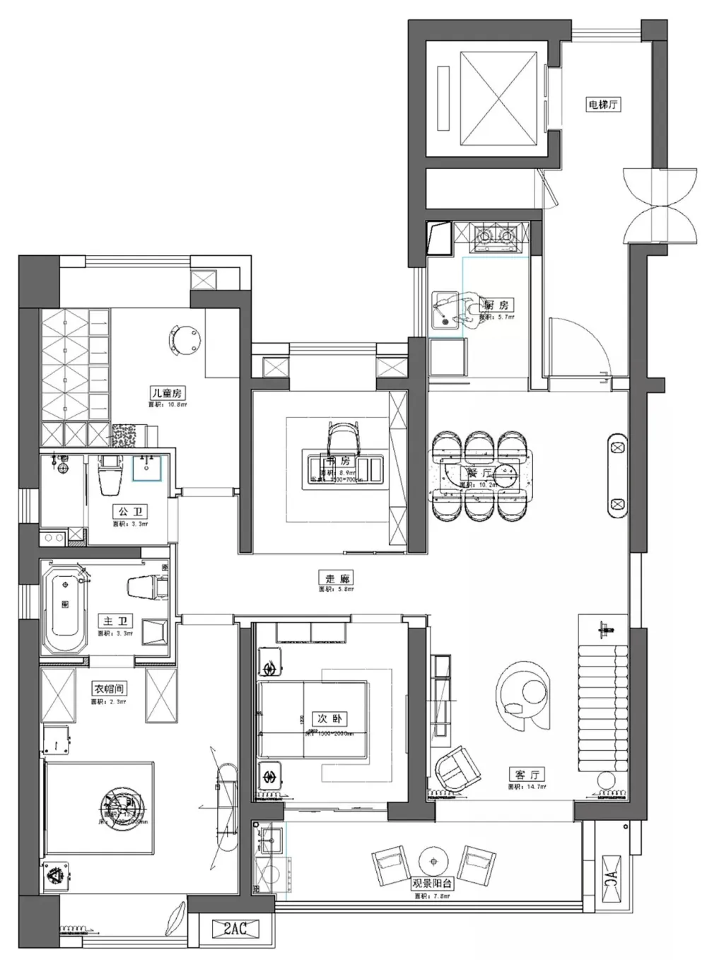 DAS大森设计:110㎡-265㎡现代简约,高级感是“装”出来的