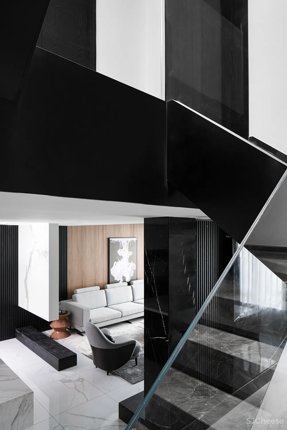 255㎡极简别墅,黑白灰太有格调了!