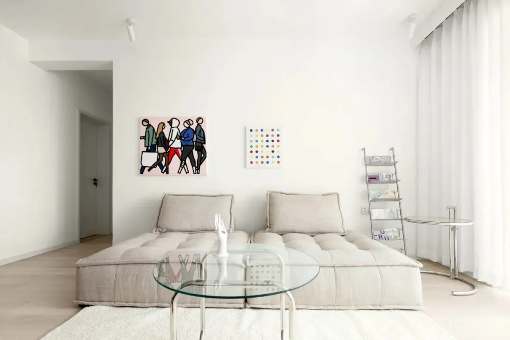 浅麻色 纯白色，简洁舒适的空间美感 清和一舍