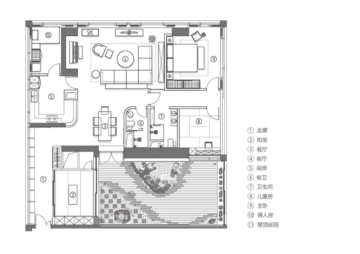 天作空间 300m²顶层隐秘庭院私宅