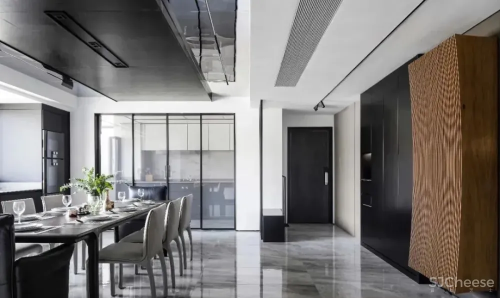 240㎡复式低干预痕迹的设计,在黑白色调中体现高级感 匠人筑语空间设计工作室