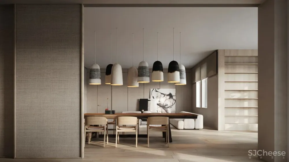 简约原木风住宅,用布艺、石材搭配出高级感!