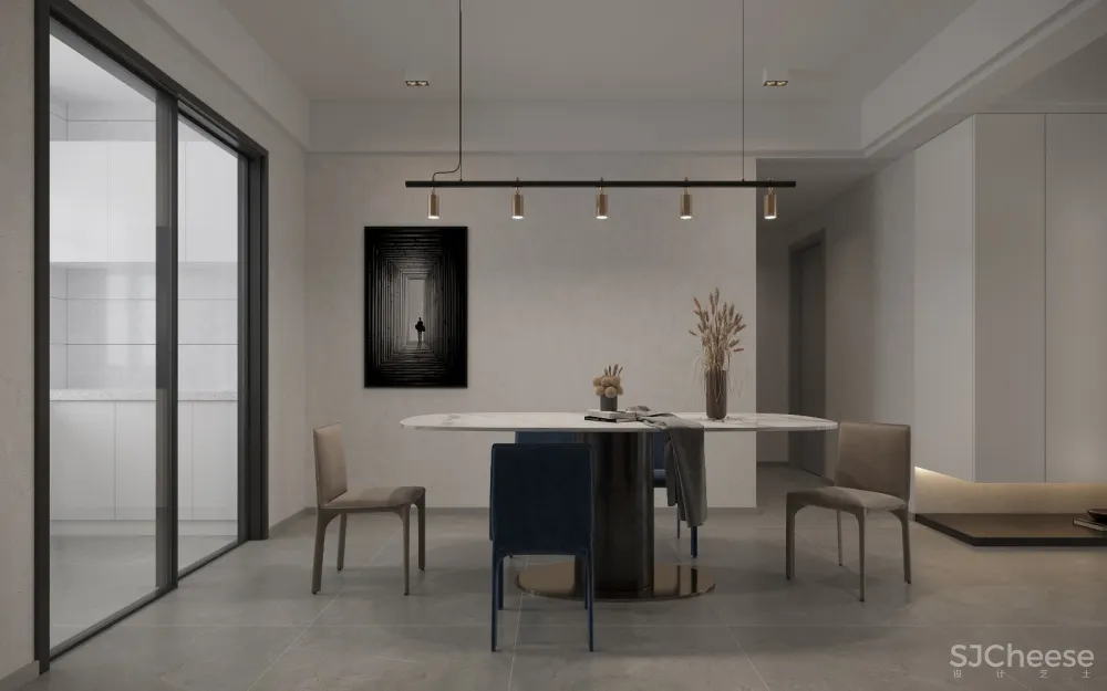 最近流行的奶油色客餐厅