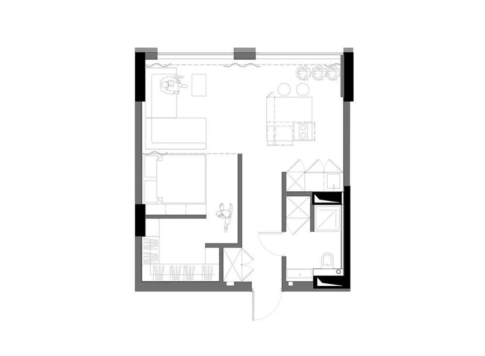 43㎡黑色小户型住宅,网友:这才叫一个人的豪宅!