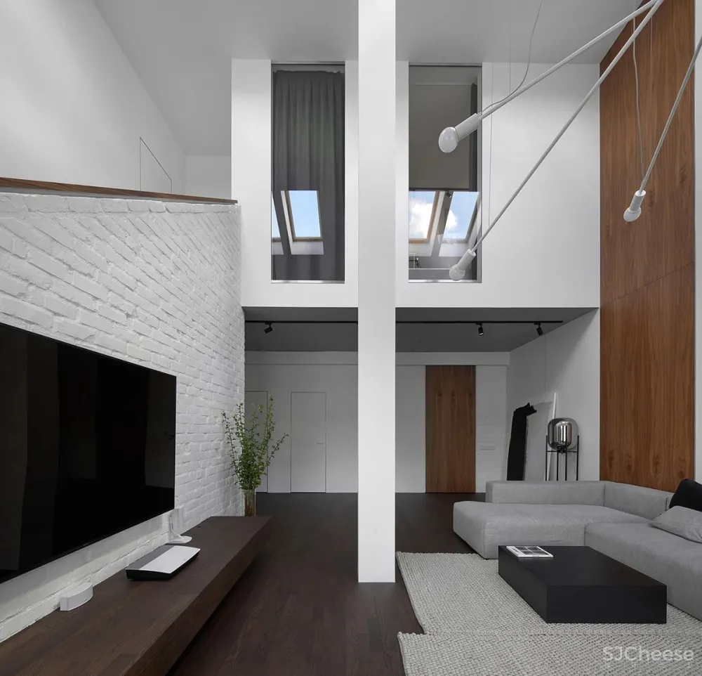 130㎡ 的简约阁楼,白砖墙也可以很高级