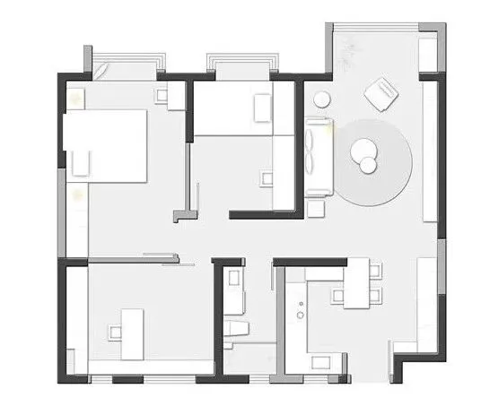 浅麻色 纯白色，简洁舒适的空间美感 清和一舍