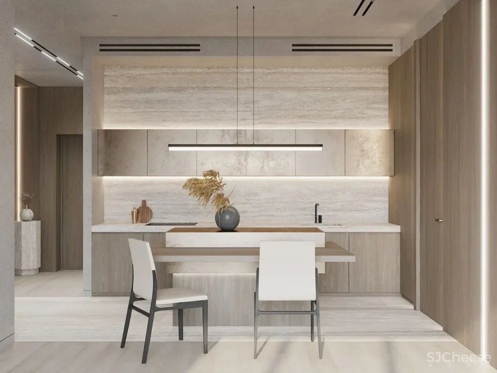 简致素净的四口之家,用材质打造高级感!