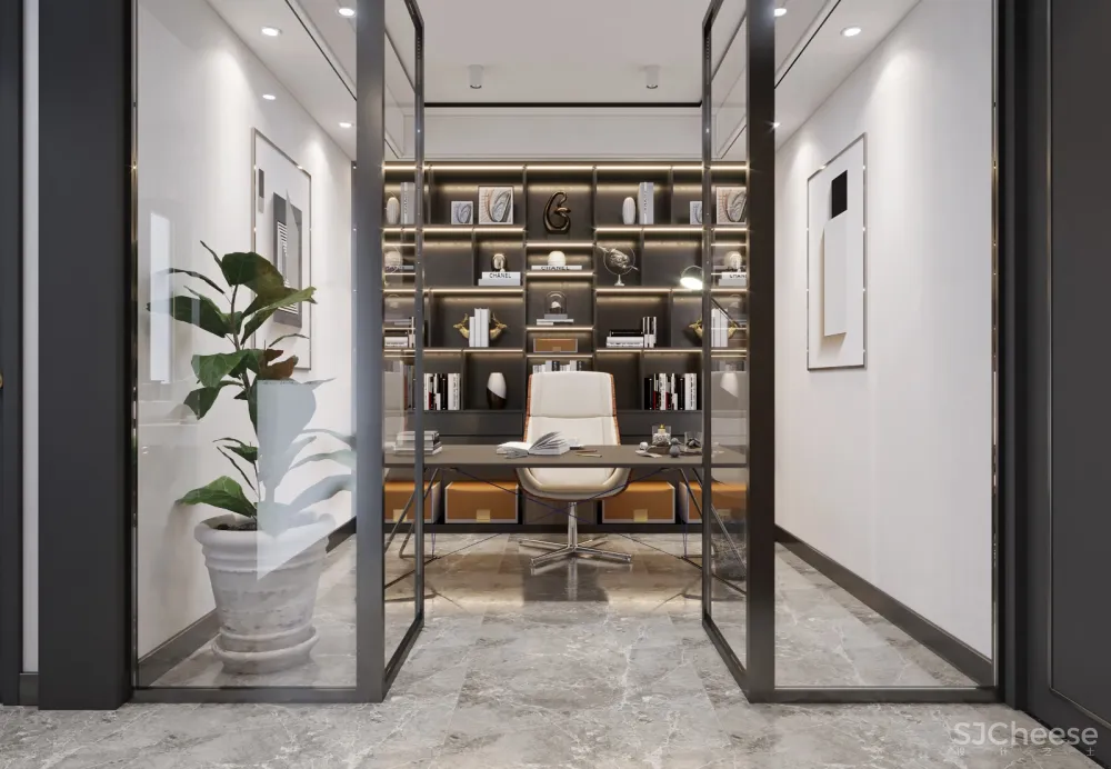 中创空间表现——现代黑白灰极简客餐厅