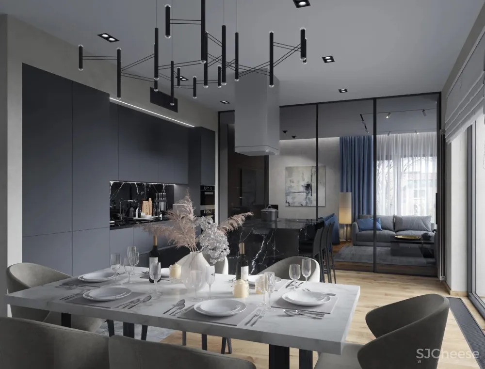 水蓝 浅灰，简约空间的浪漫调性