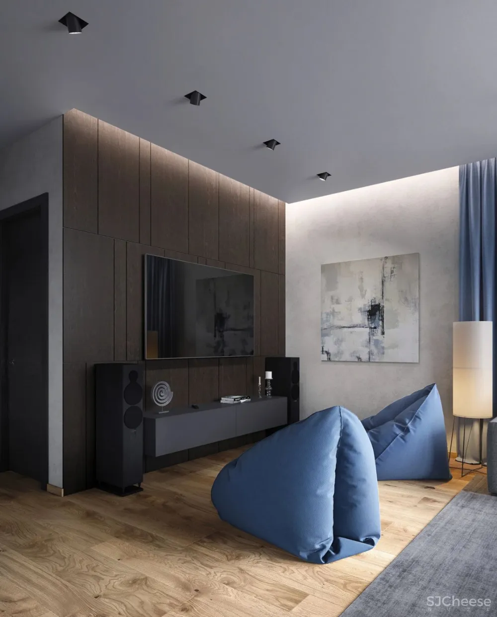 水蓝 浅灰，简约空间的浪漫调性