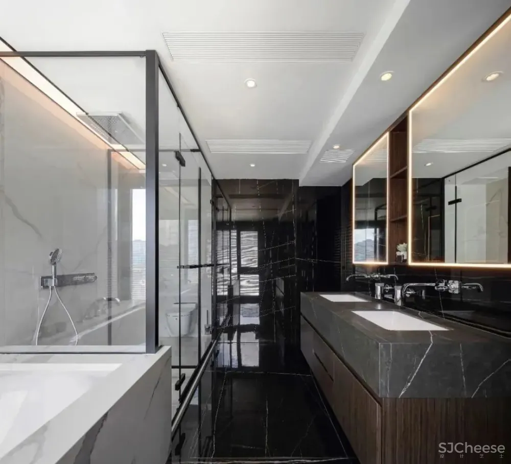 240㎡复式低干预痕迹的设计,在黑白色调中体现高级感 匠人筑语空间设计工作室