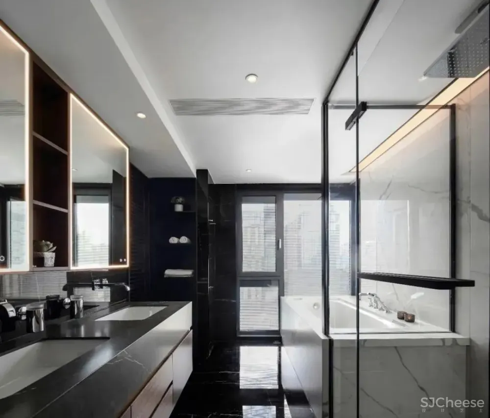 240㎡复式低干预痕迹的设计,在黑白色调中体现高级感 匠人筑语空间设计工作室