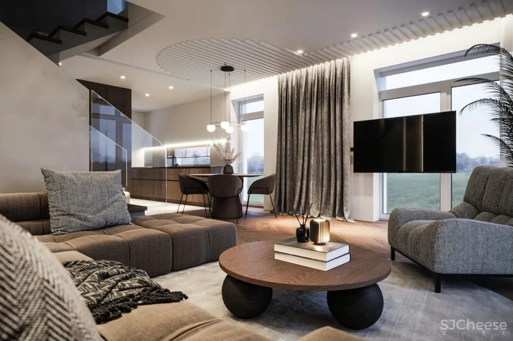 110㎡ 原木风复式, 灯光这样设计更有质感!