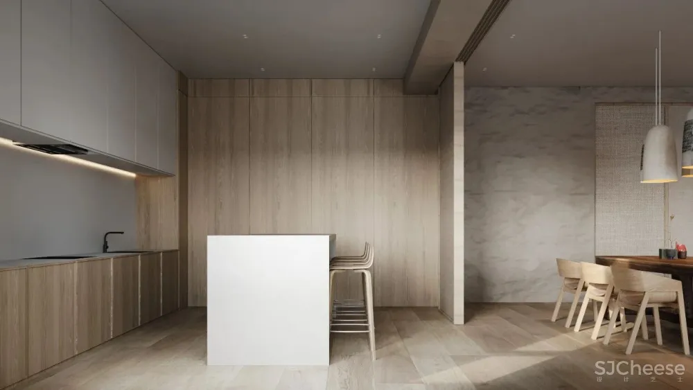 简约原木风住宅,用布艺、石材搭配出高级感!