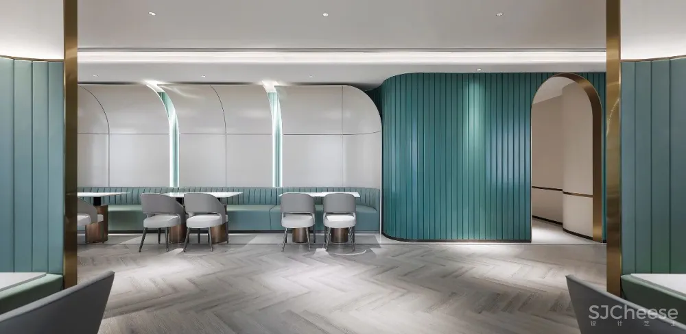 金与蓝点缀的灵动空间,唤起新与旧的时光对话