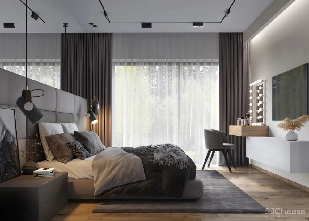 水蓝 浅灰，简约空间的浪漫调性