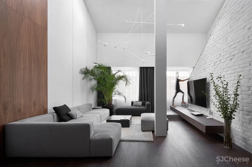 130㎡ 的简约阁楼,白砖墙也可以很高级