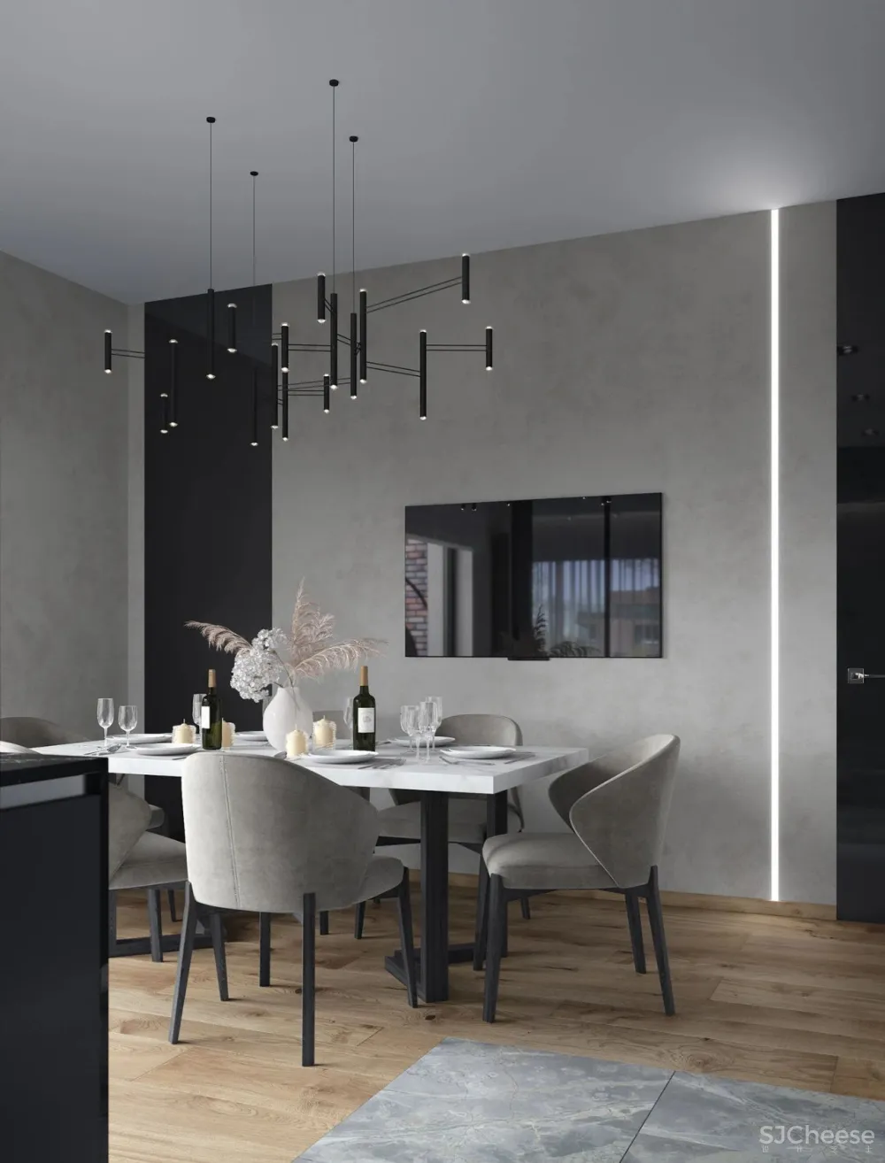 水蓝 浅灰，简约空间的浪漫调性