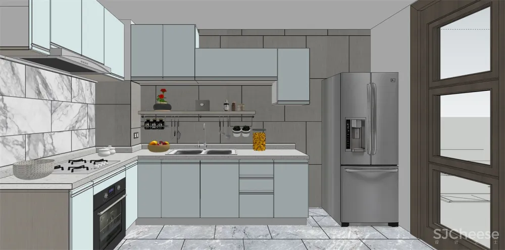 厨房SU模型合集-家装厨房餐厅设计效果草图大师sketchup-25套SKP模型-1.4G