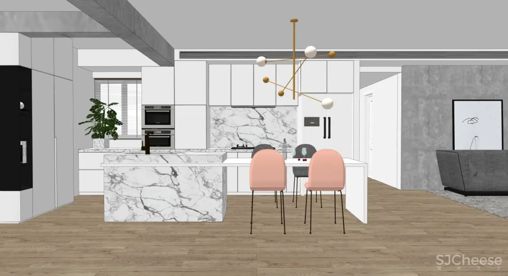 厨房SU模型合集-家装厨房餐厅设计效果草图大师sketchup-25套SKP模型-1.4G