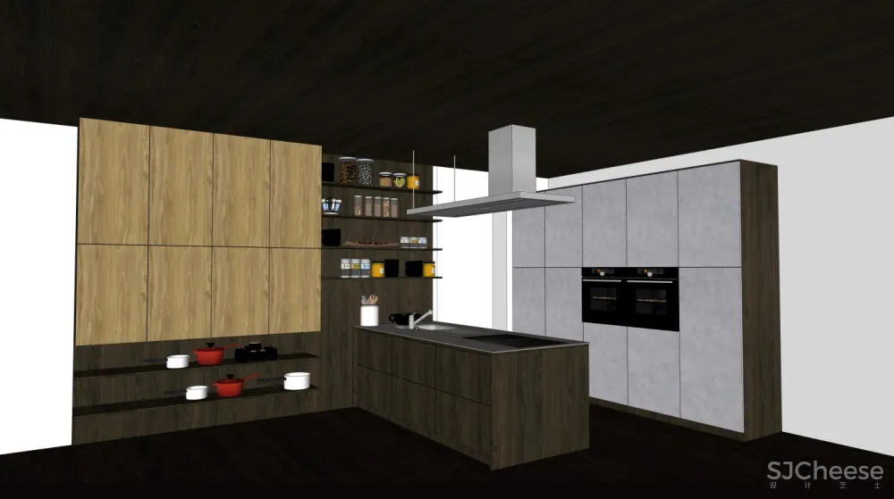 厨房SU模型合集-家装厨房餐厅设计效果草图大师sketchup-25套SKP模型-1.4G