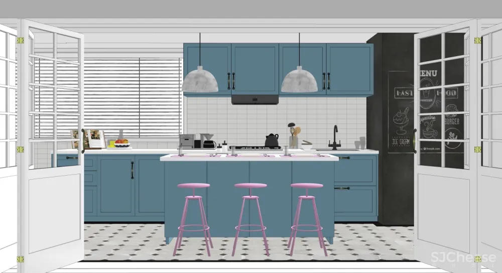 厨房SU模型合集-家装厨房餐厅设计效果草图大师sketchup-25套SKP模型-1.4G