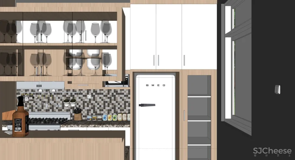 厨房SU模型合集-家装厨房餐厅设计效果草图大师sketchup-25套SKP模型-1.4G