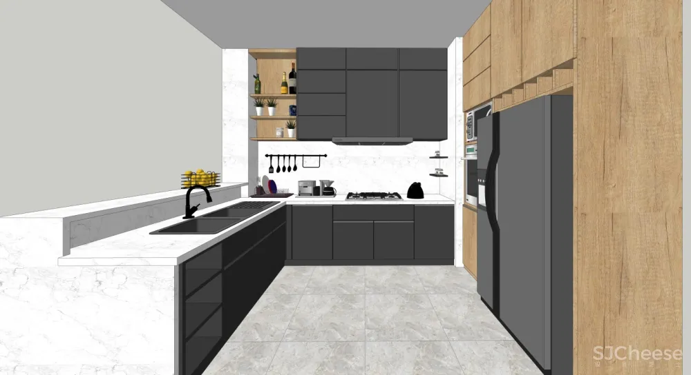 厨房SU模型合集-家装厨房餐厅设计效果草图大师sketchup-25套SKP模型-1.4G