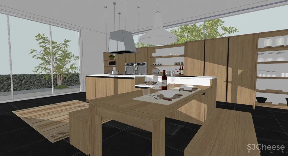 厨房SU模型合集-家装厨房餐厅设计效果草图大师sketchup-25套SKP模型-1.4G