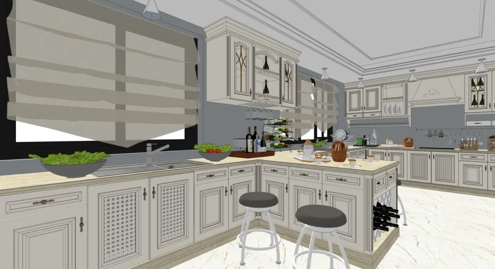 厨房SU模型合集-家装厨房餐厅设计效果草图大师sketchup-25套SKP模型-1.4G