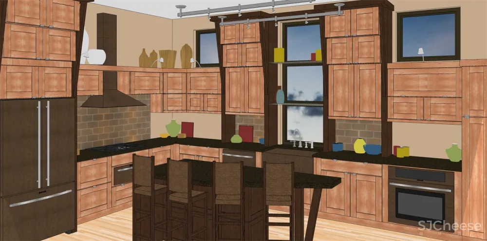 厨房SU模型合集-家装厨房餐厅设计效果草图大师sketchup-25套SKP模型-1.4G
